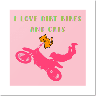 I LOVE MOTOCROSS DIRT BIKES AND CATS Posters and Art